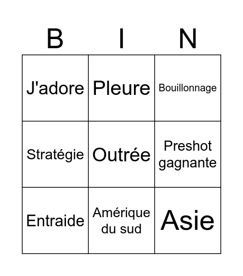 Reveal Cake Bingo Card