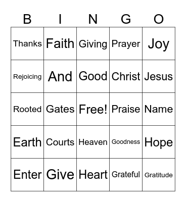 BIBLE VERSE BINGO Card