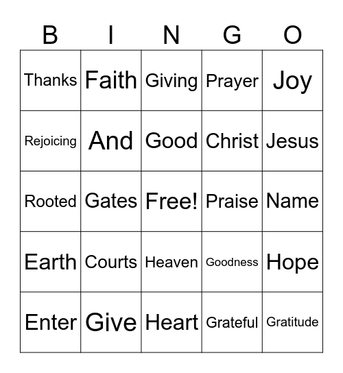 BIBLE VERSE BINGO Card
