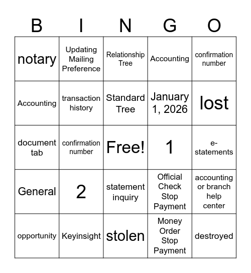 DCU BINGO Card