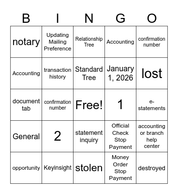 DCU BINGO Card