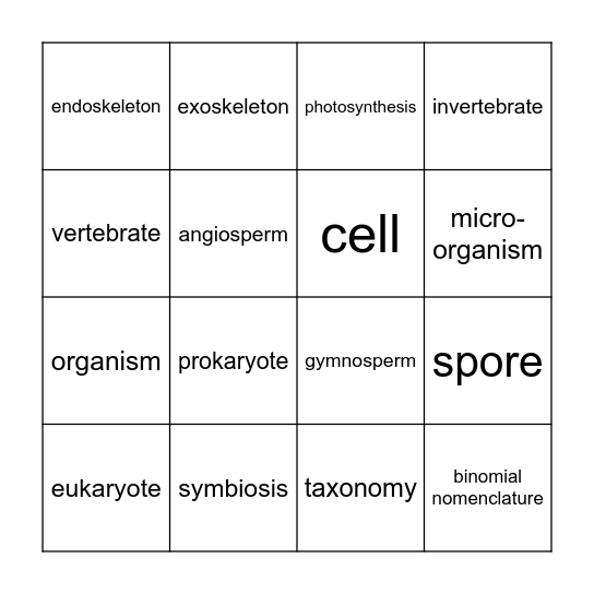 Kingdoms & Classifications (The Good & the Beautiful) Bingo Card
