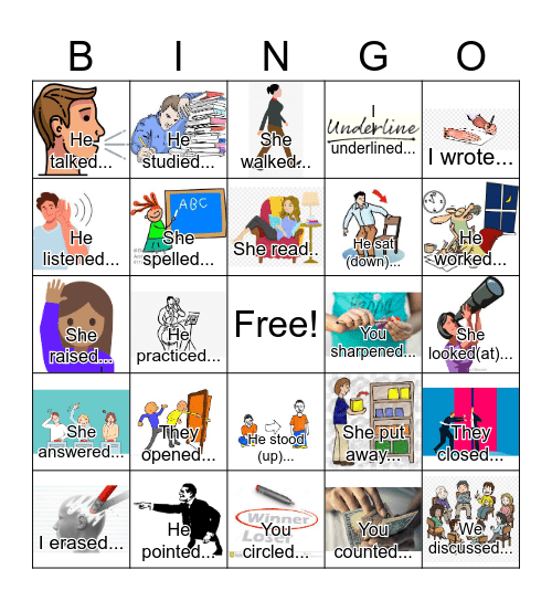 Simple past Bingo 2 Bingo Card