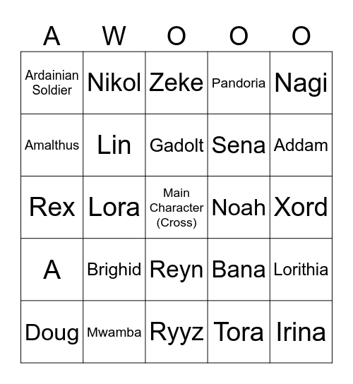 Ralfonic Xenoblade  [Round 1] Bingo Card