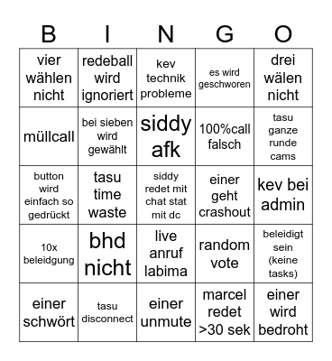 Hauptschul Among Us Bingo Card
