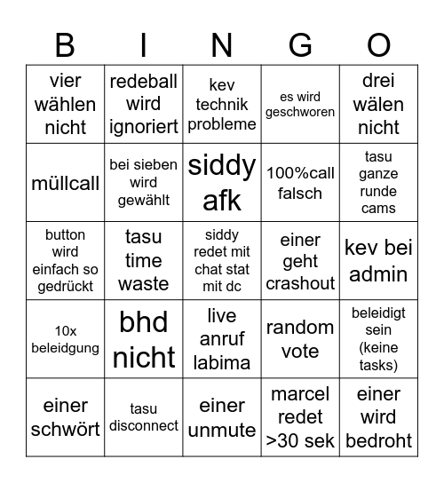 Hauptschul Among Us Bingo Card