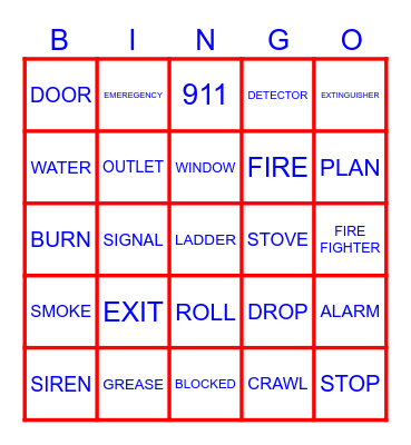 FIRE SAFETY Bingo Card