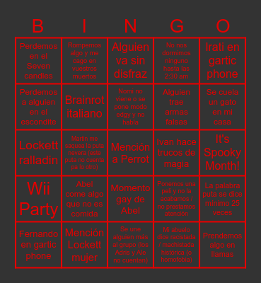 Fiesta de Halloween 2025 Bingo Card