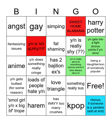 y/n povs bingo Card