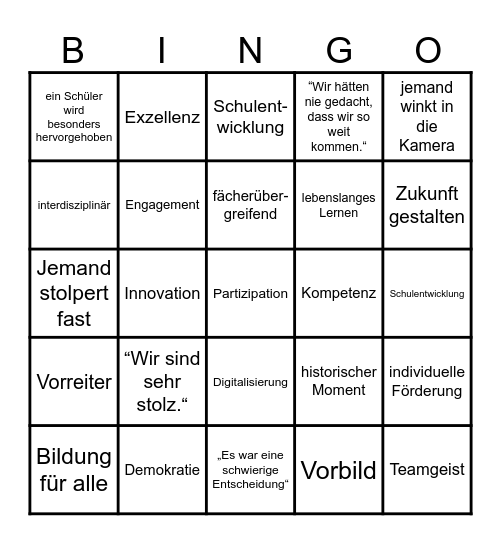 Deutscher Schulpreis Bingo Card