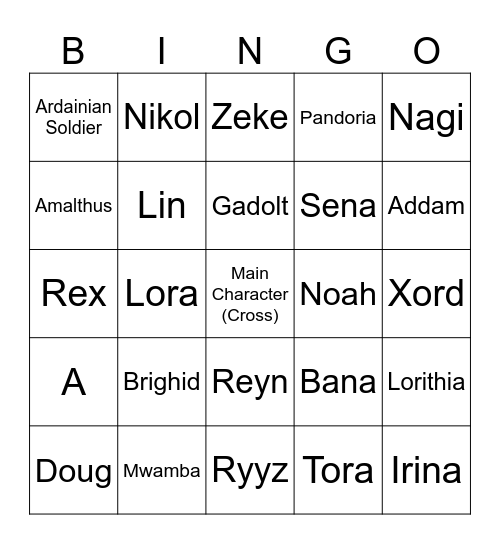 Splatboi Xenoblade  [Round 1] Bingo Card