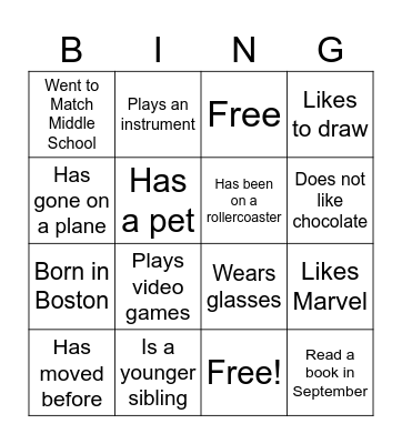 Social Skills Group Bingo Card