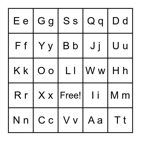 Alphabet Bingo Card