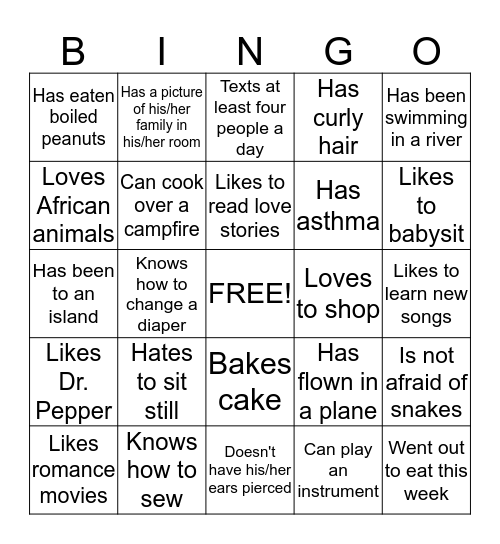 Class Bingo Search Bingo Card