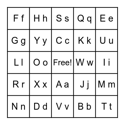 Alphabet Bingo Card