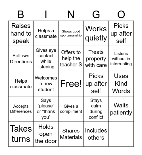 RESPECT Bingo Card