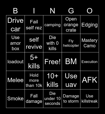 Warzone 3.0 Bingo Card