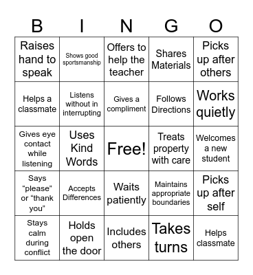 Respect Bingo Card
