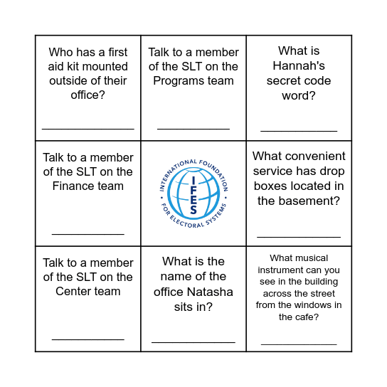 New HQ Scavenger Bingo Card