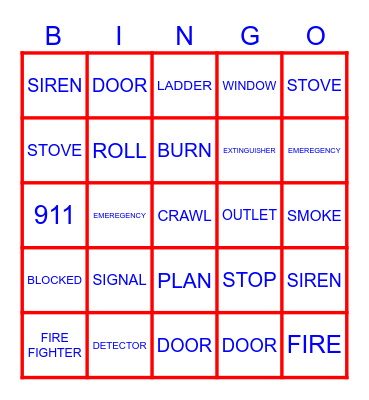 FIRE SAFETY Bingo Card