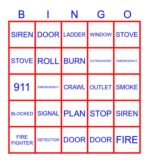 FIRE SAFETY Bingo Card