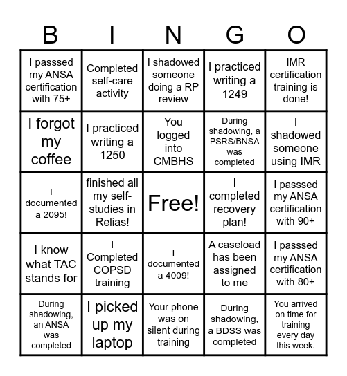 TRR BINGO Card