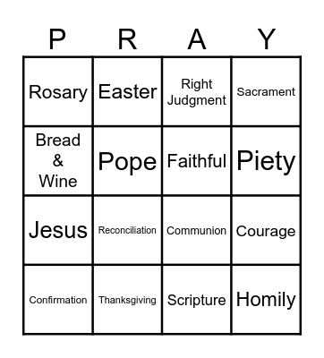 Catholic Pray Bingo Card