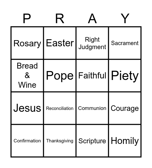 Catholic Pray Bingo Card