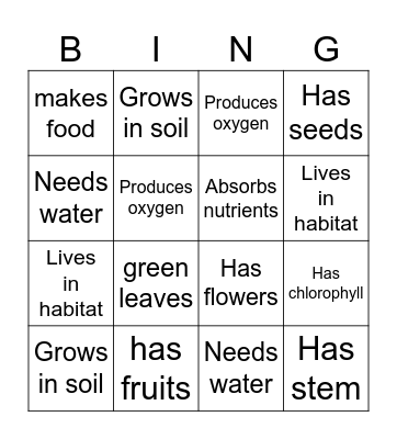 plants Bingo Card