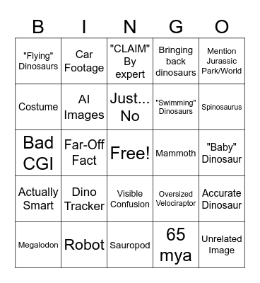 Dinosaurs Caught On Camera Bingo Card