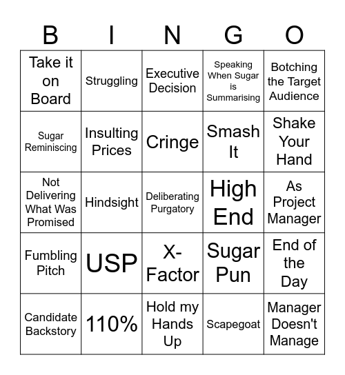 Apprentice Bingo Card