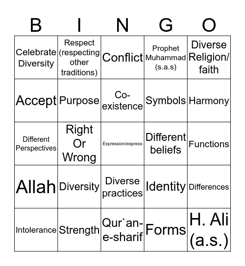 Articulation of our Faith Bingo Card