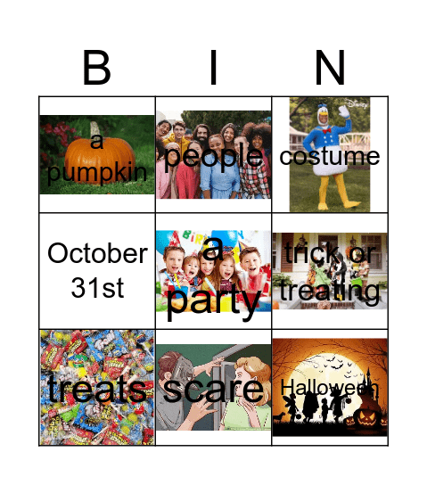 Halloween Things Bingo Card