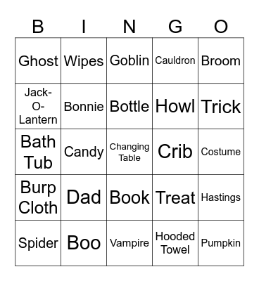 Hasting's Baby Shower Bingo Card
