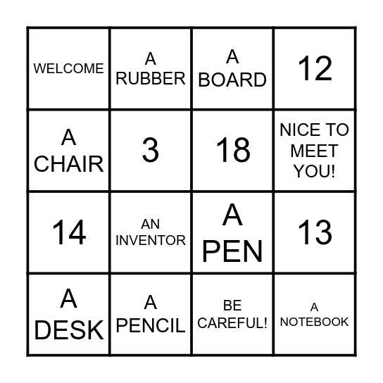 BRAINY 4 UNIT 1 VOCABULARY Bingo Card