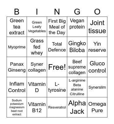 Vitamin Bingo! Bingo Card