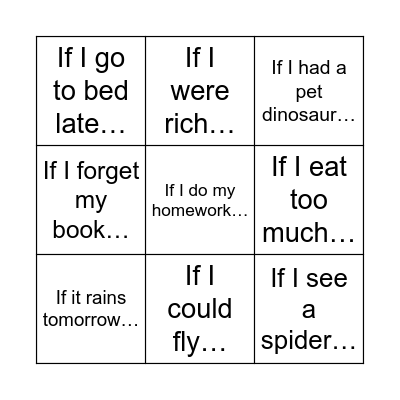 Conditionals Bingo Card