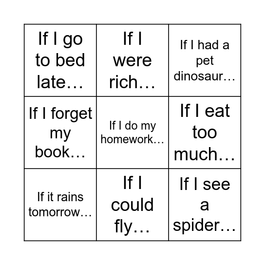 Conditionals Bingo Card