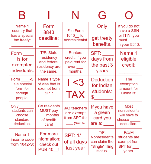 GM #2 Bingo Card