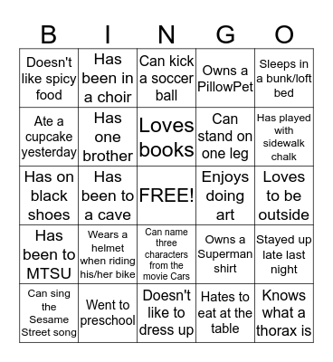 Class Bingo Search Bingo Card