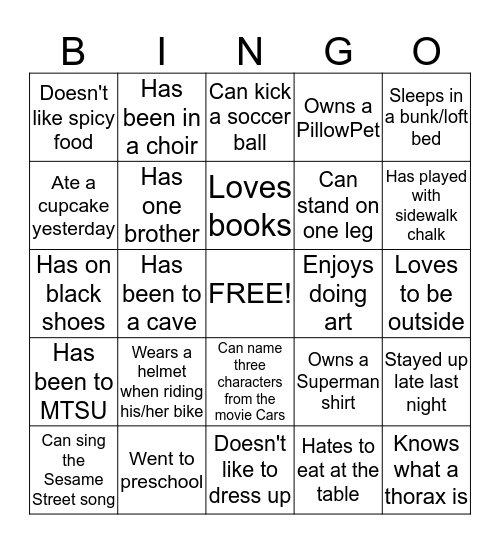 Class Bingo Search Bingo Card