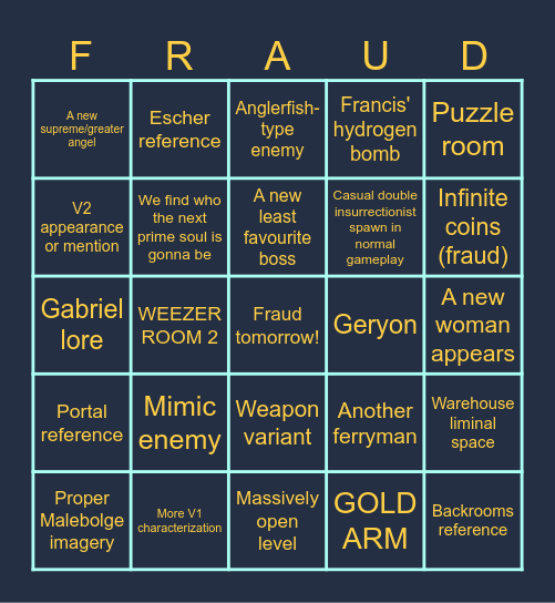FRAUD TOMORROW Bingo Card