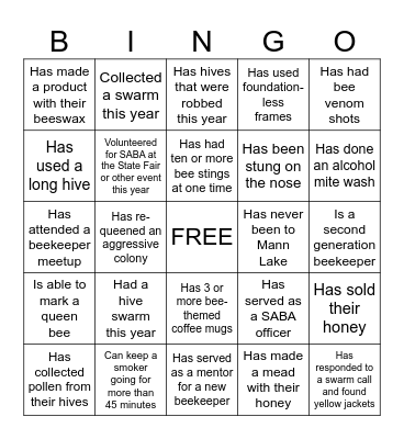 SABA Christmas Party 2025 Bingo Card