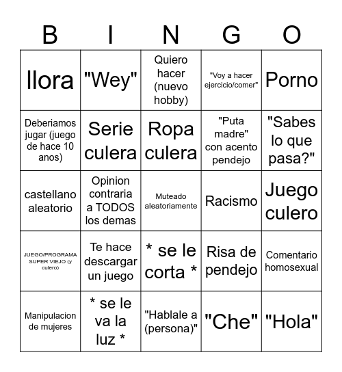 SavuthBingo! Bingo Card