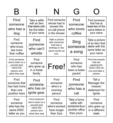 Case Manager Bingo Card