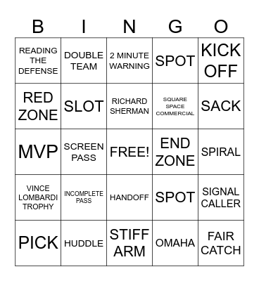 FOOTBALL Bingo Card