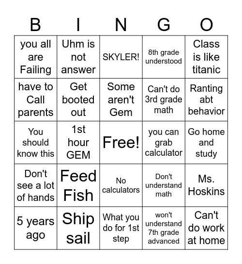 MR PUGATCH QUOTES Bingo Card