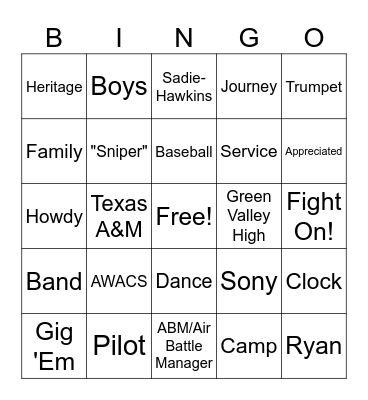 Zeitler Bingo Card