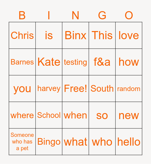 AMT 205 Bingo Card