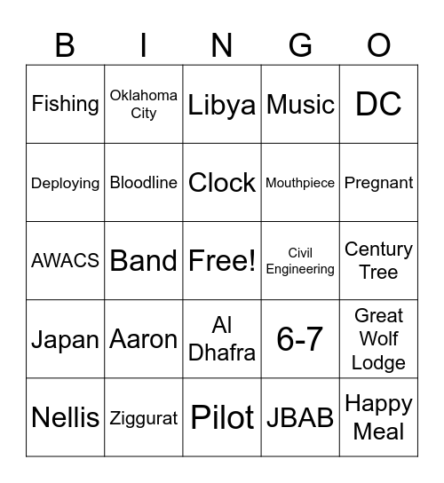 Zeitler Bingo Card